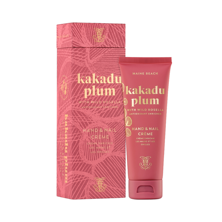 Maine Beach Kakadu Plum with Wild Rosella Hand & Nail Cream 100ml open and packaged | Merchants Homewares