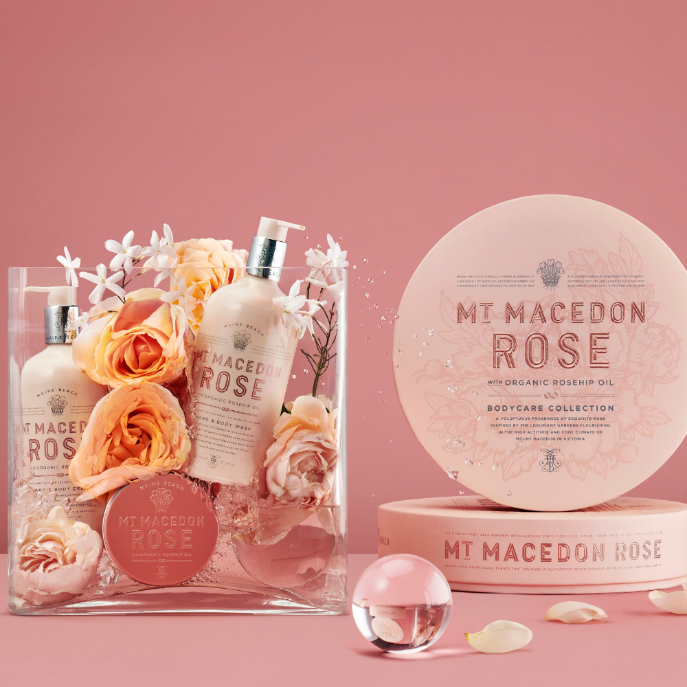 Maine Beach Mt Macedon Rose with Organic Rosehip Oil Duo Gift Set lifestyle | Merchants Homewares 