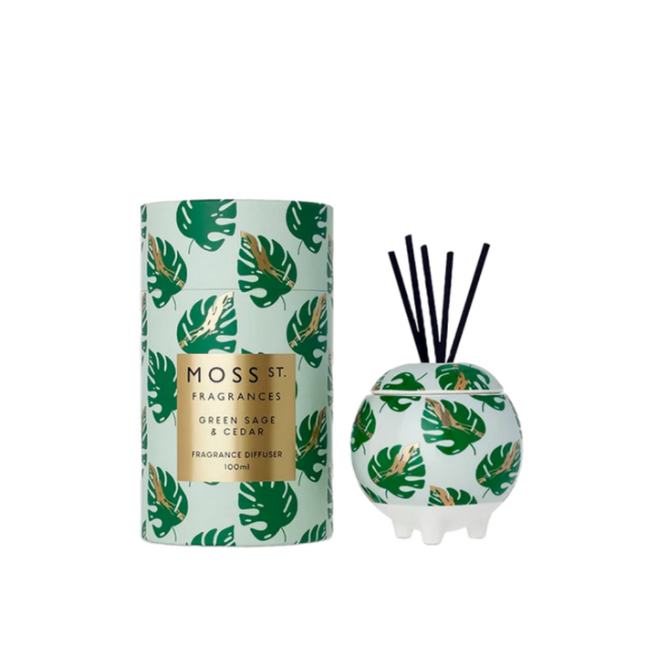 Moss St Green Sage & Cedar Ceramic Diffuser | Merchants Homewares