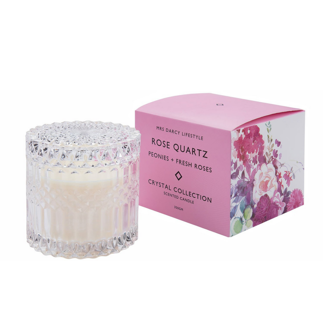 Mrs Darcy Large Candle Rose Quartz Peonies | Merchants Homewares