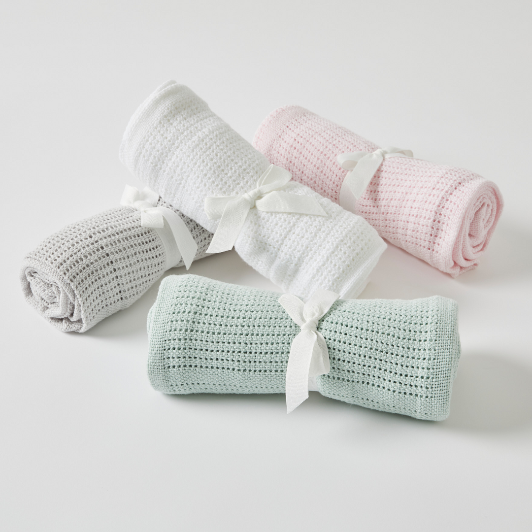 Pilbeam Jiggle & Giggle Cotton Cellular Baby Blanket Green | Merchants Homewares