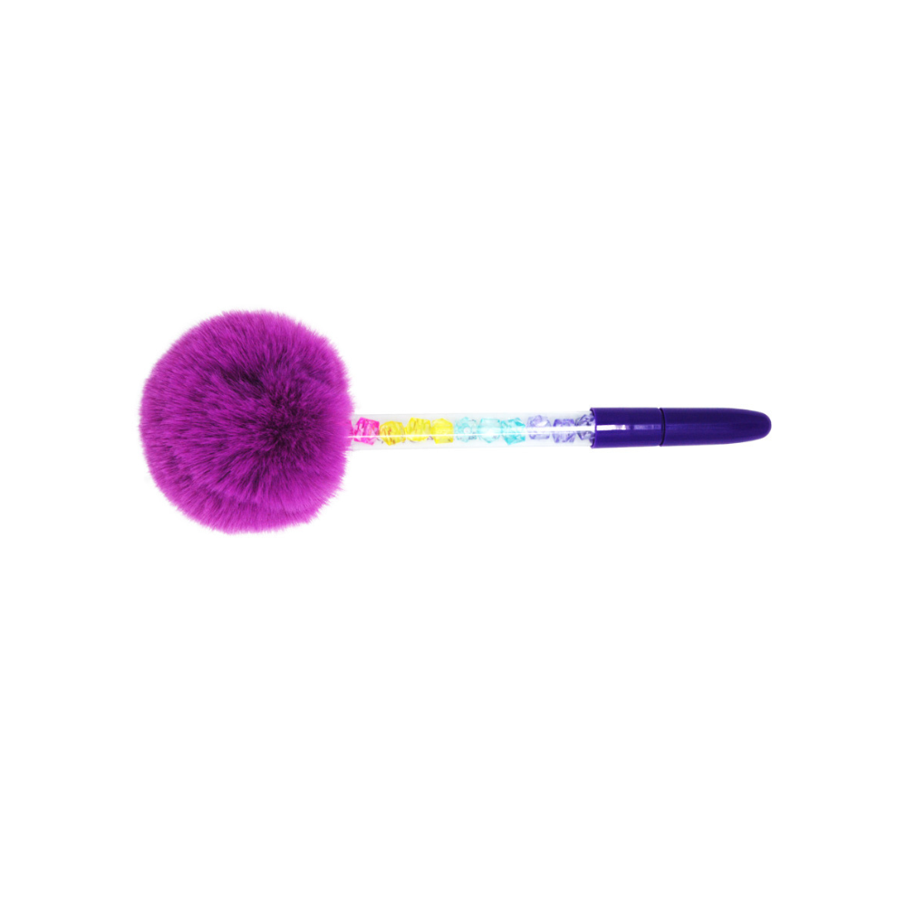 Pink Poppy Lollipops & Rainbows Pom Pom Pen Purple | Merchants Homewares