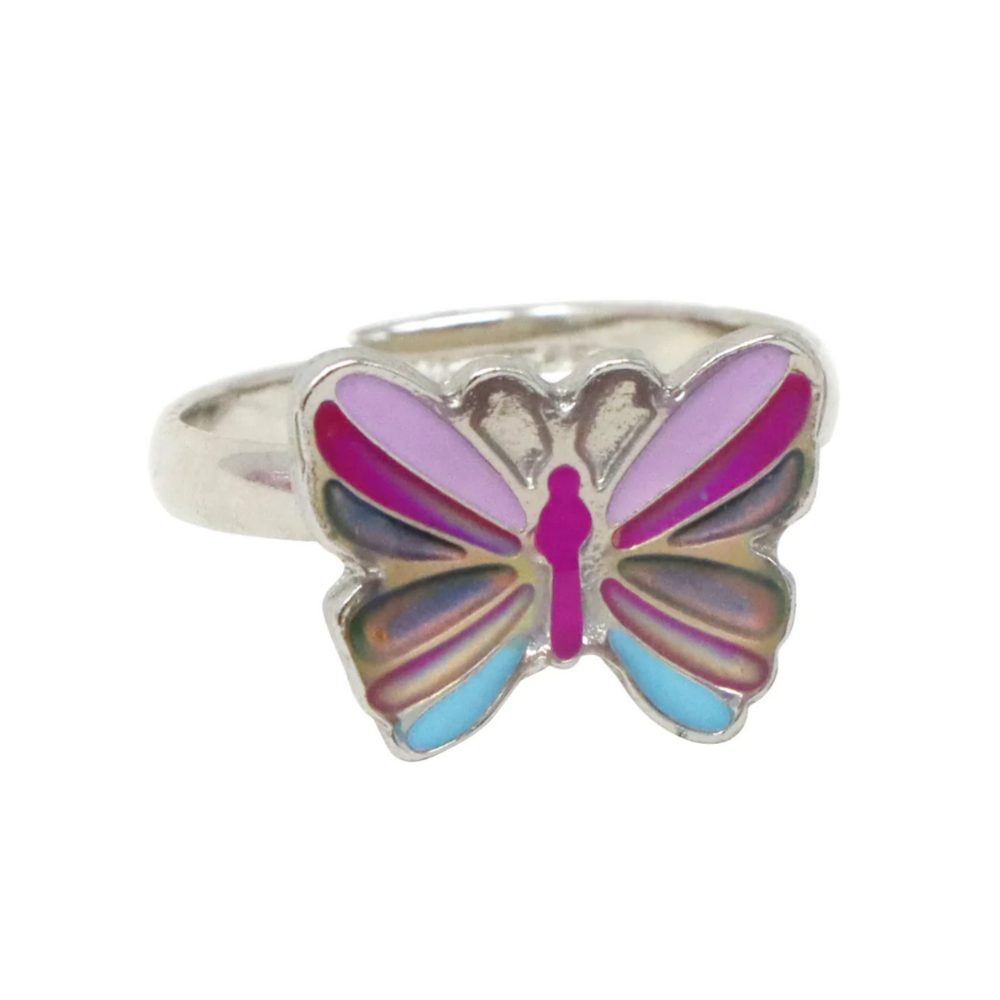 Pink Poppy Rainbow Fantasy Mood Rings Purple Butterfly | Merchants Homewares