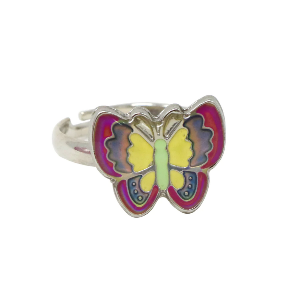 Pink Poppy Rainbow Fantasy Mood Rings Yellow Butterfly | Merchants Homewares