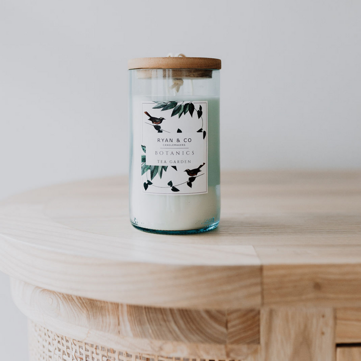 Ryan & Co Botanics Tea Garden Candle 300g Sage, Eucalyptus, Hyacinth, Lilac open | Merchants Homewares