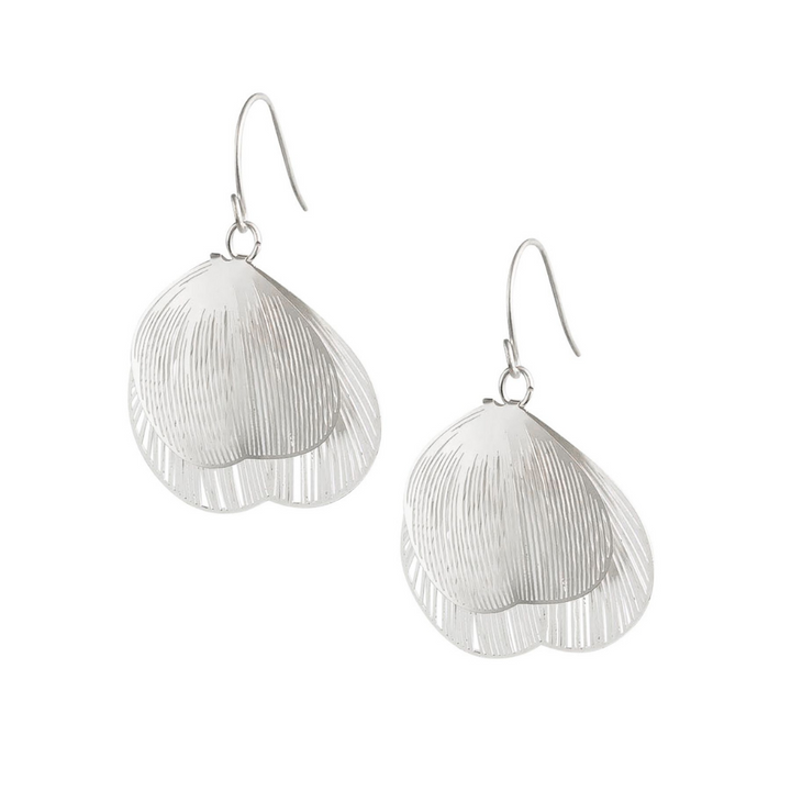 Tiger Tree Silver Filigree Double Round Leaf Earrings | Merchants Homewares 