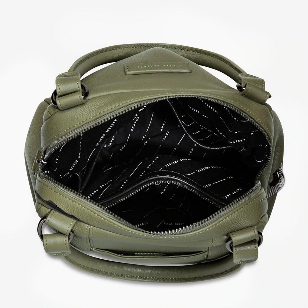 Status Anxiety Last Mountains Bag Khaki Open | Merchants Homewares