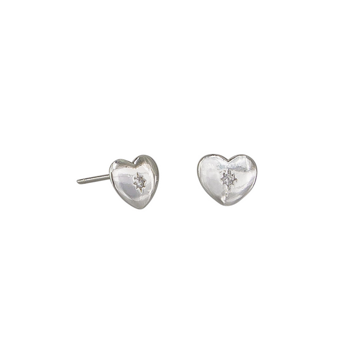 Tiger Tree Cubic Zirconia Heart Stud Earring Silver | Merchant Homewares