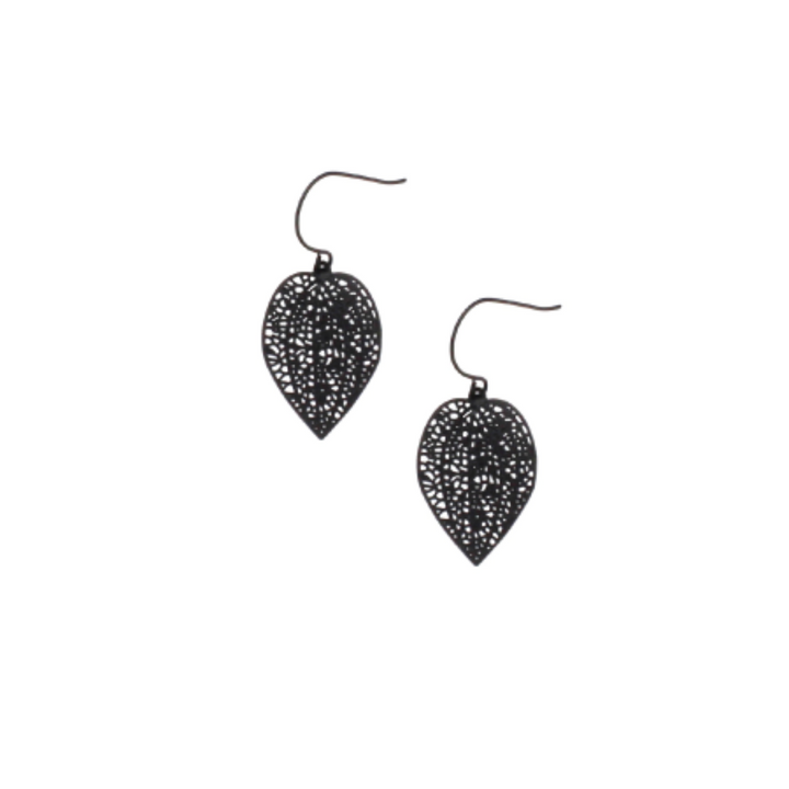 TIger Tree Mini Leaf Earrings Black| Merchant Homewares