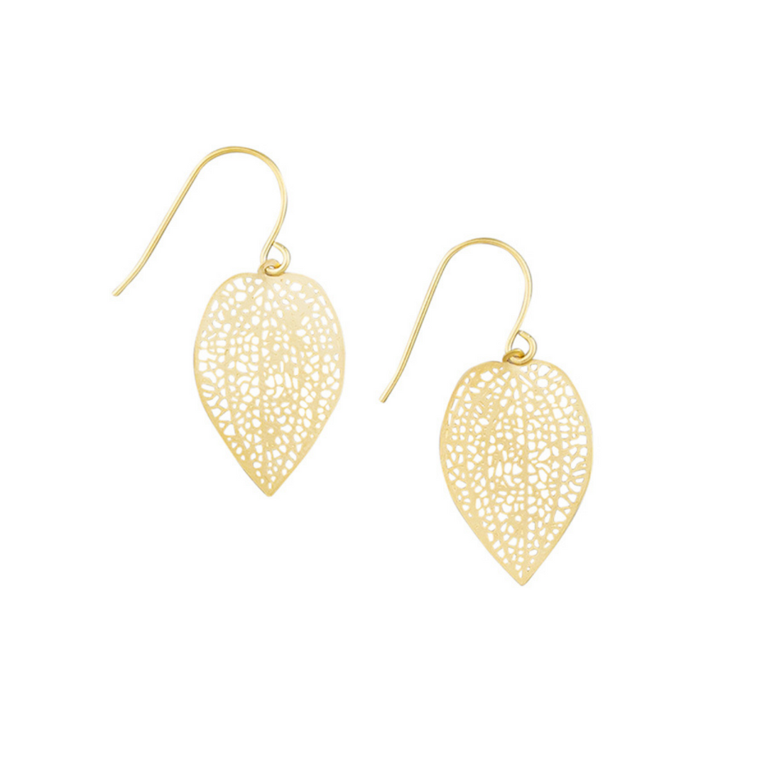 TIger Tree Mini Leaf Earrings Gold | Merchant Homewares