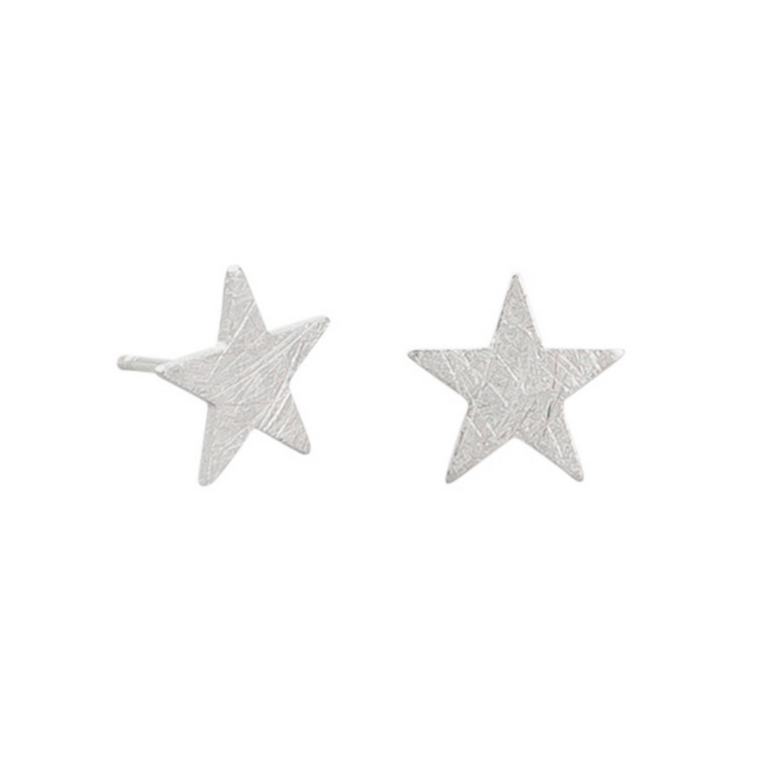 Tiger Tree Brushed Star Earrings Silver | Merchant Homewares