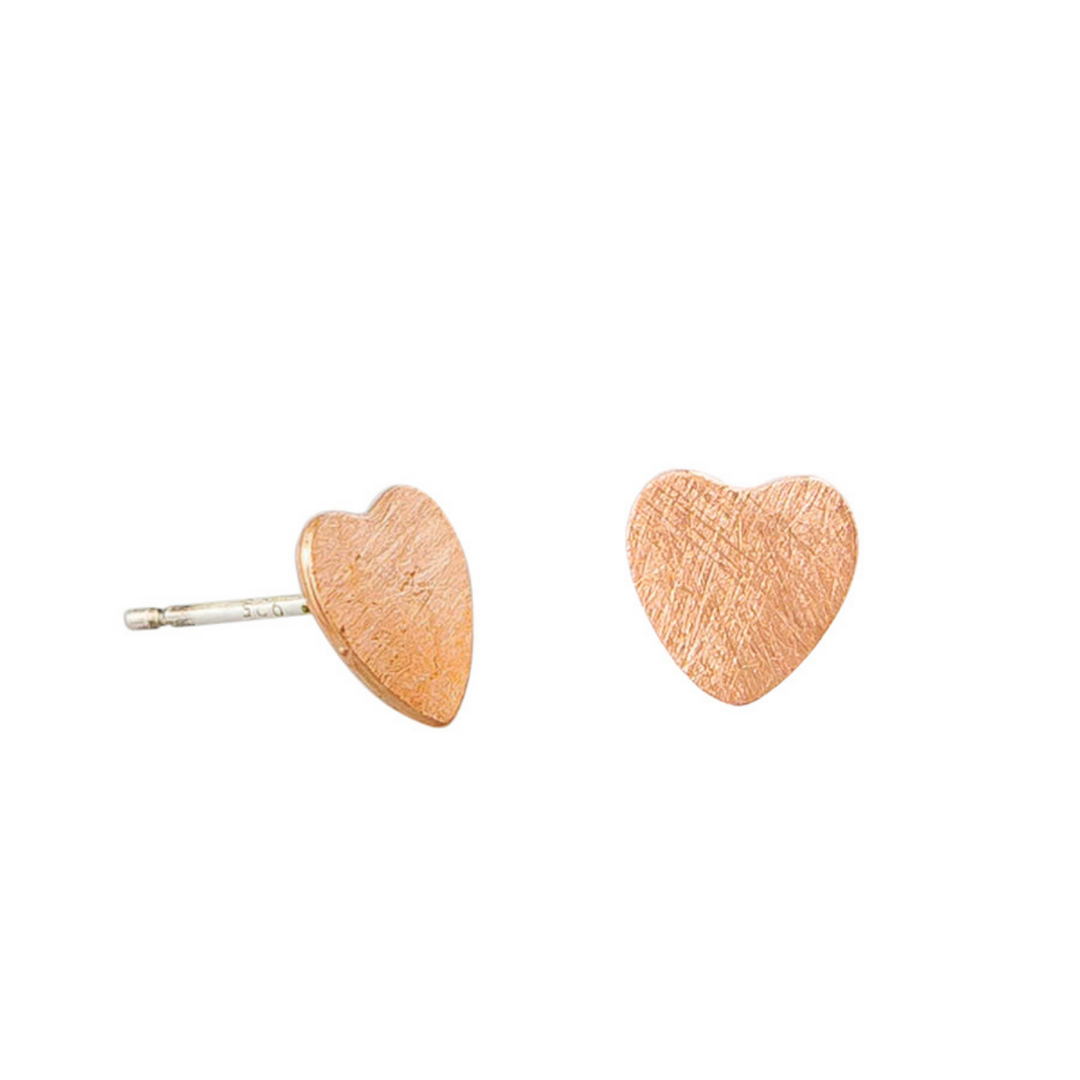 Tiger Tree Brushed Heart Earring Rose Gold | Merchant Homewares