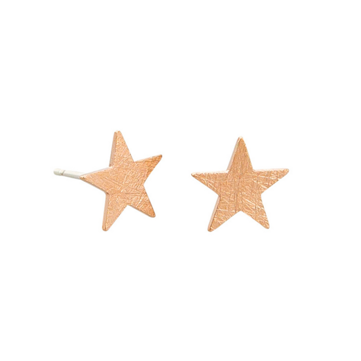 Tiger Tree Brushed Star Earrings Rose Gold | Merchant Homewares