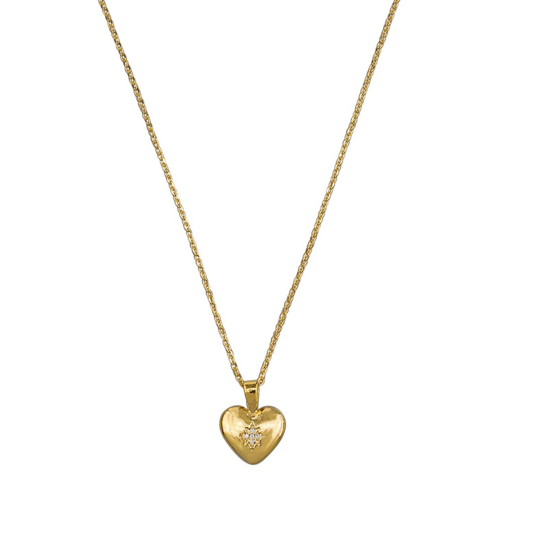 Tiger Tree CZ Heart Necklace Gold | Merchants Homewares