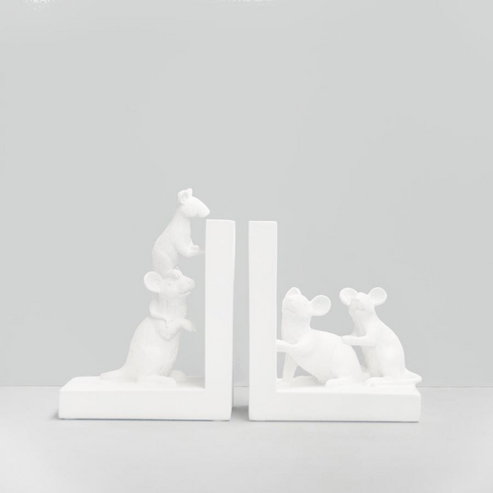 White Moose Mouse Bookend White | Merchants Homesares 