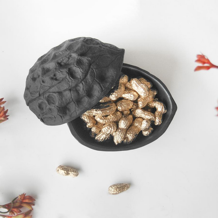 White Moose | Walnut Secret Bowl | Black | Open | Merchant Homewares