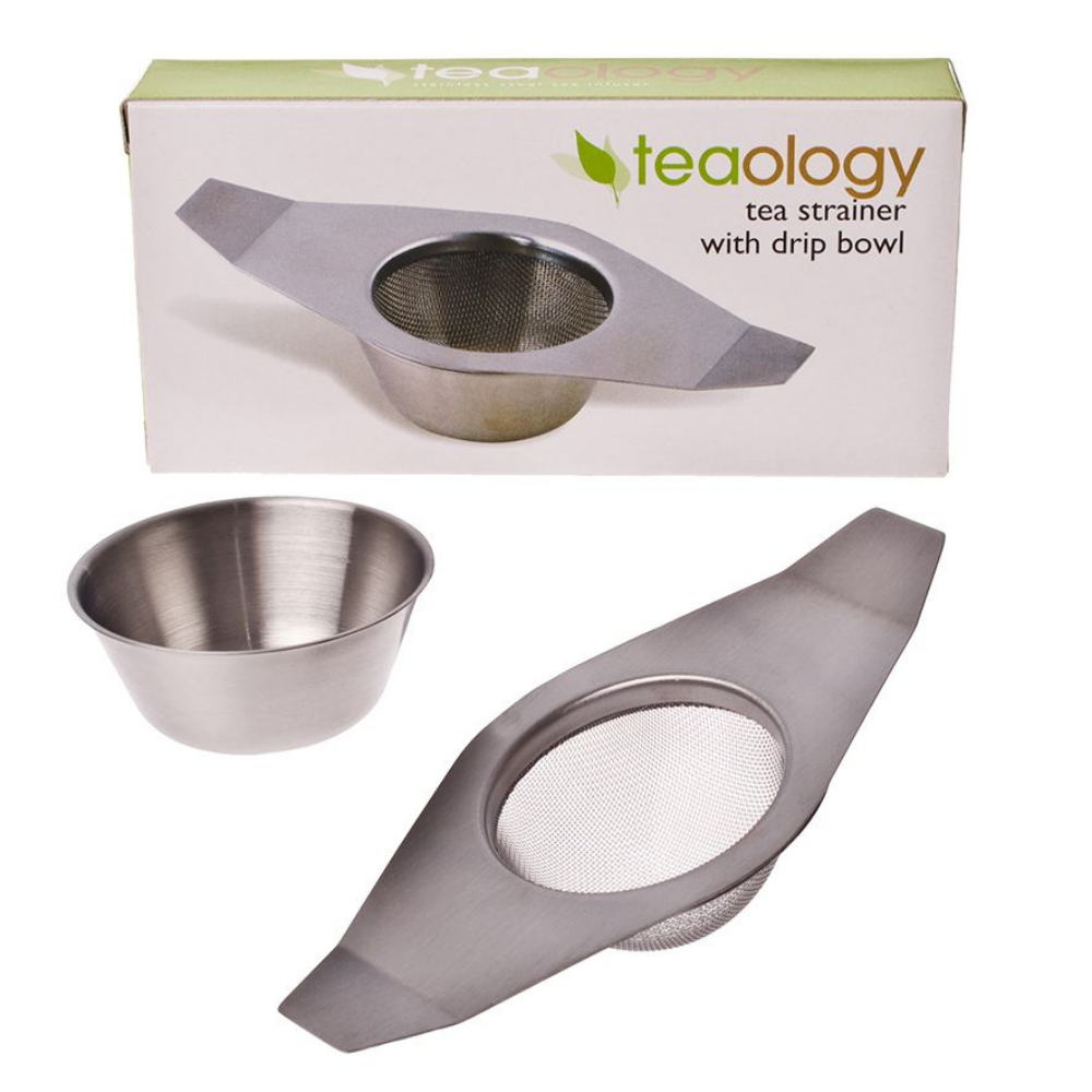 TeaologyTea Strainer with drip bowl | Merchants Homewares